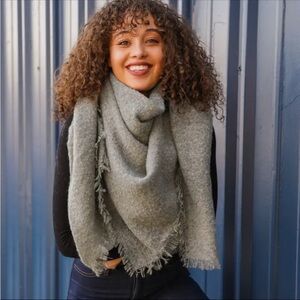 Cozy Square Blanket Fringed Scarf